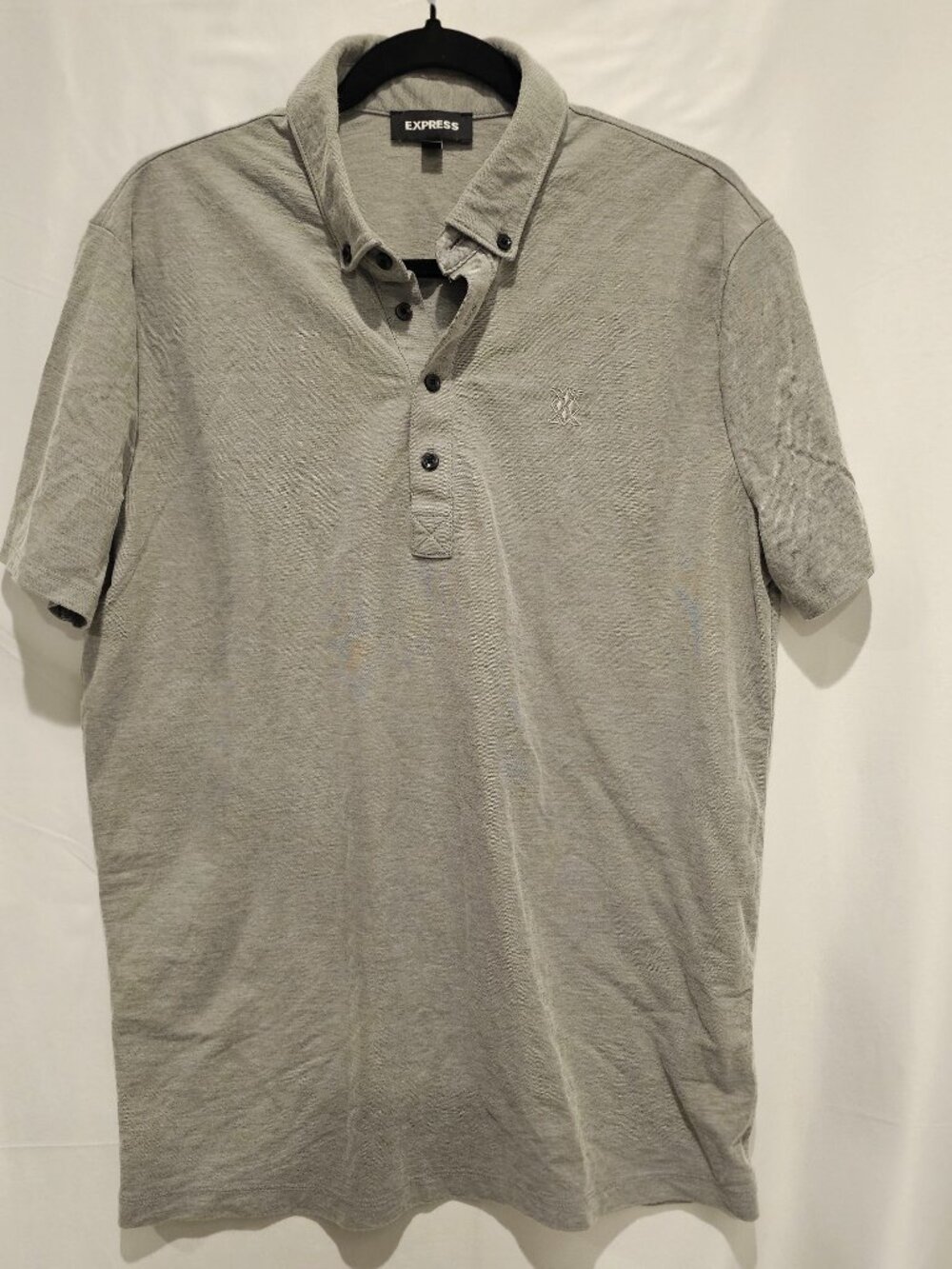 Express Men's Medium Gray Short Sleeve Polo Shirt, Casual Wear, Size M
